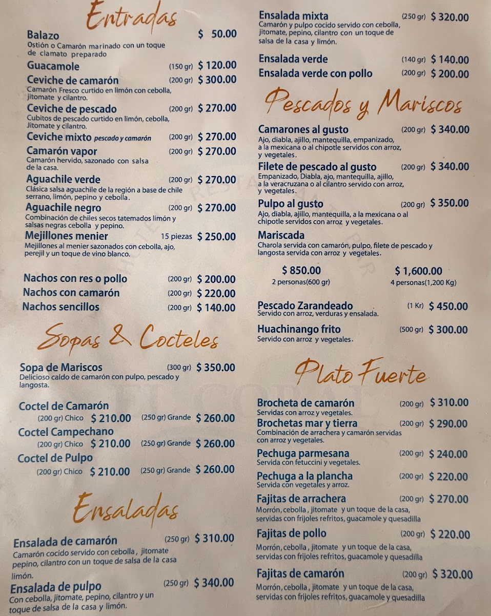 Restaurante El Coral Menu - Image 1